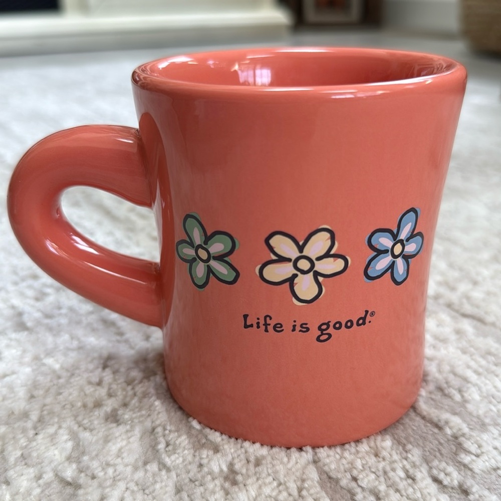 LIFE IS GOOD Daisy Coffee Mug " Do What You Like. Life What You Do"- Like New
